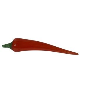 Blown Glass Red Chili Pepper Decorative Vegetable 7 7/8" Tall